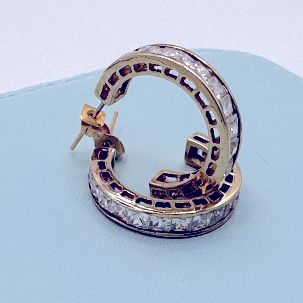 Elegant Gold and CZ costume Hoop Earrings